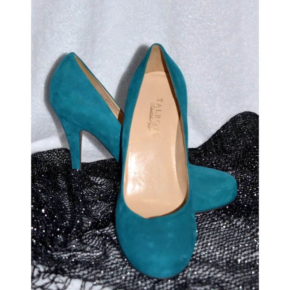 Talbots Teal Suede Stilletto Heels size 10 - Picture 1 of 5
